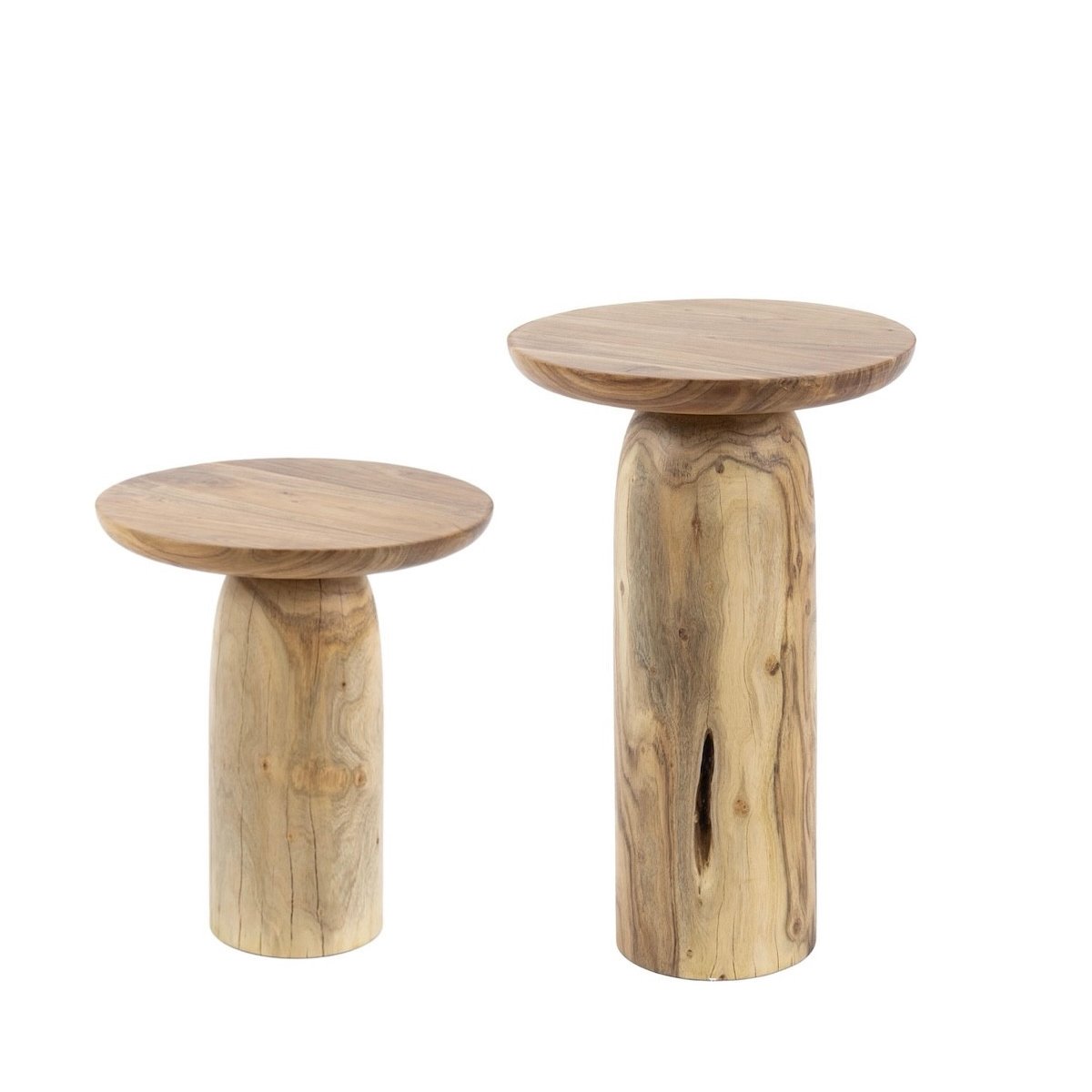 Ensemble de tables d'appoint rondes en bois - CHAWEN marron, MATHI DESIGN