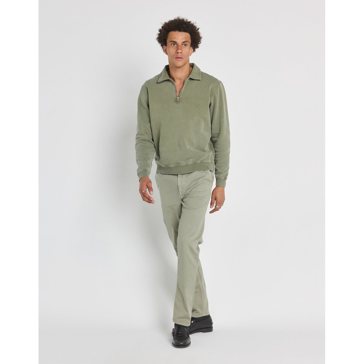 SWEAT ZIP LEAF vert pale, PULLIN