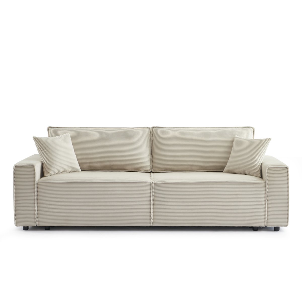 Canapé droit convertible velours  ZOLA beige, BAÏTA