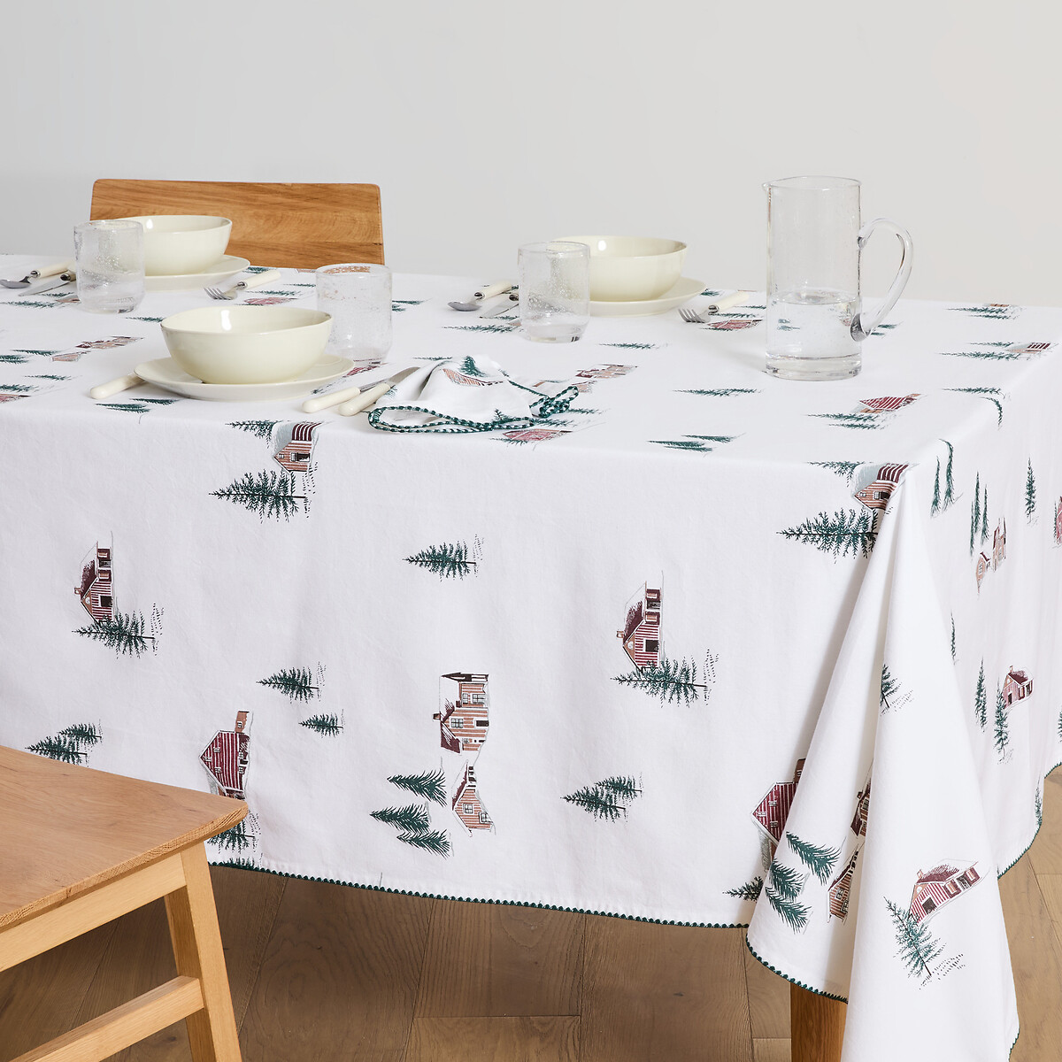 Nappe imprimée, en coton lavée, SNOW COUNTRY imprimé, LA REDOUTE INTERIEURS