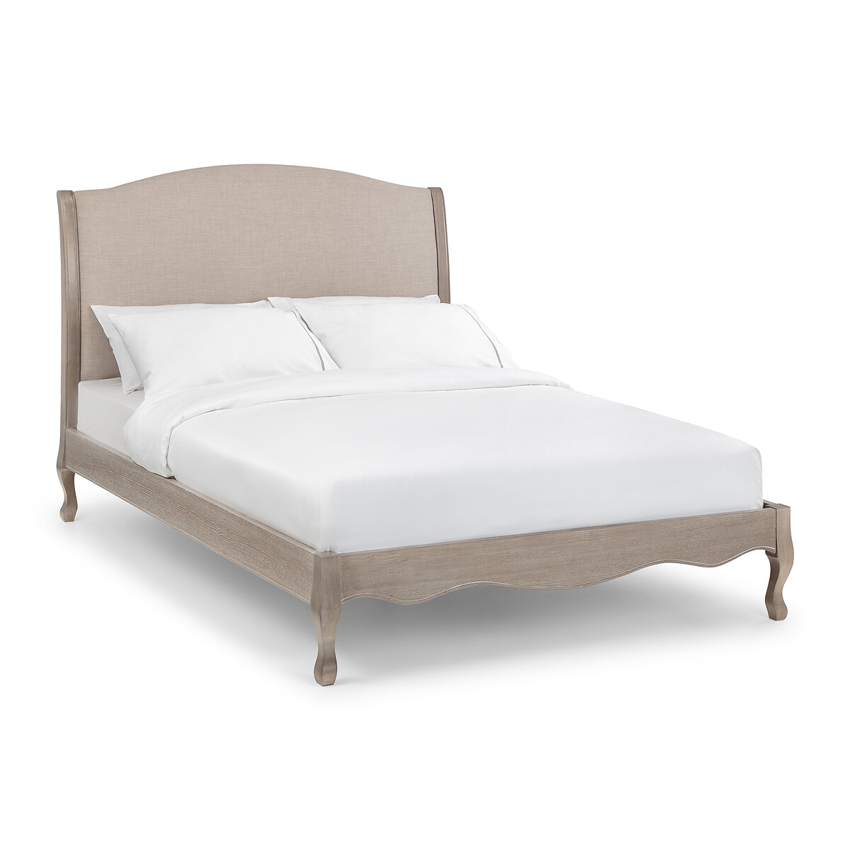 Eléa French Antique Limed Oak & Linen Bed oatmeal, SO'HOME