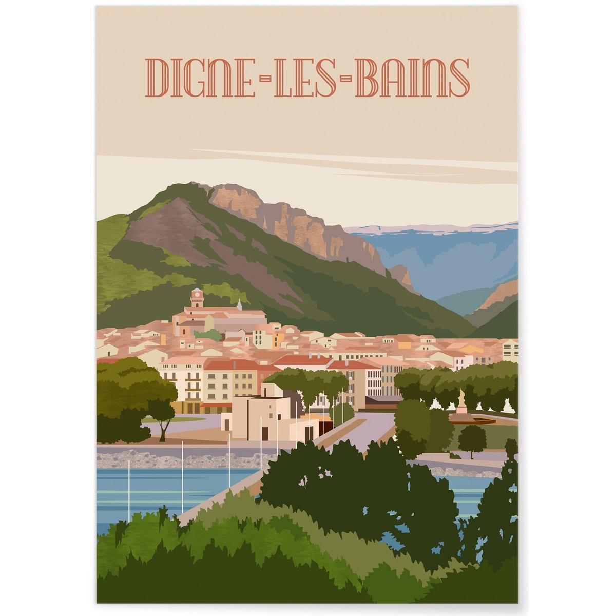 Affiche ville Digne-les-Bains blanc, L'AFFICHERIE