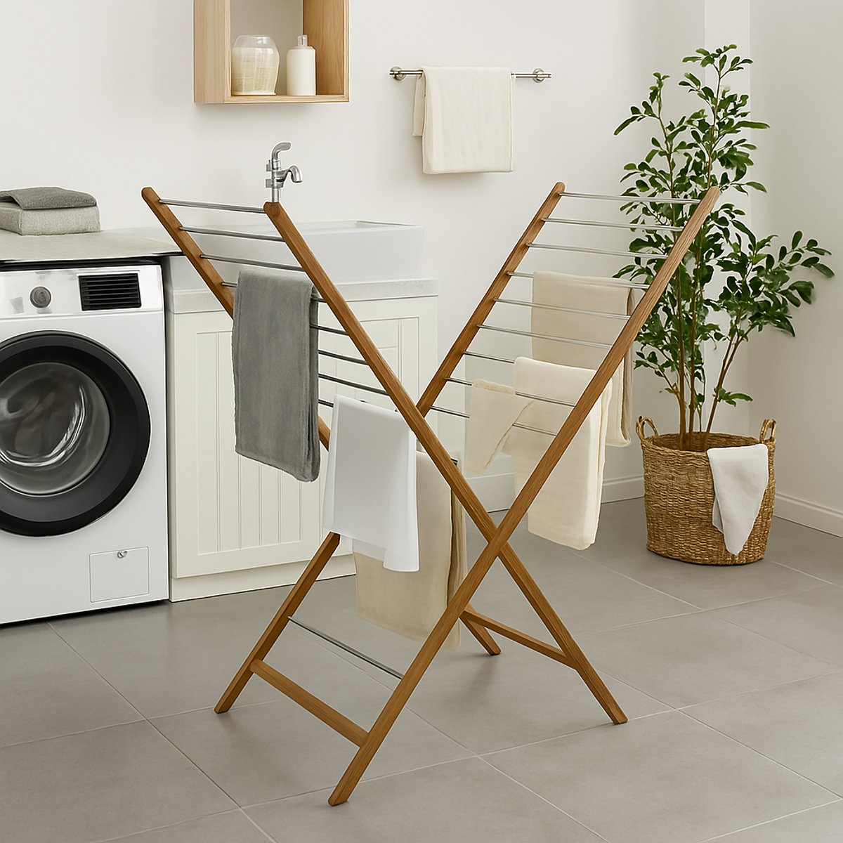 Etendoir à linge pliable XENIA bois, KITCHEN MOVE