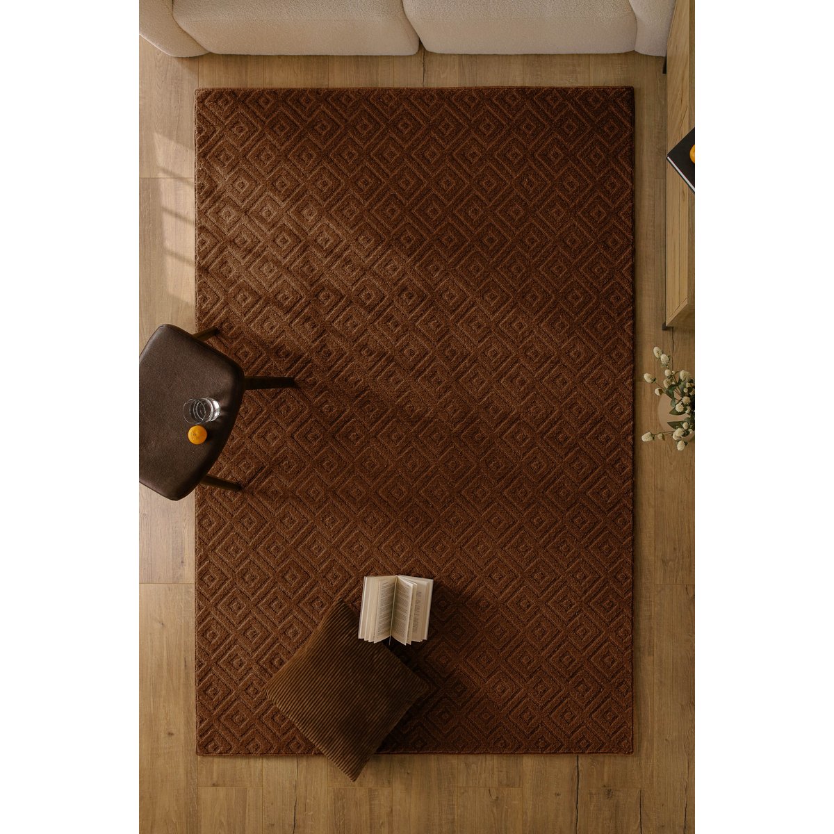 Tapis en laine avec relief , CASTELLO TWO marron, WECON HOME
