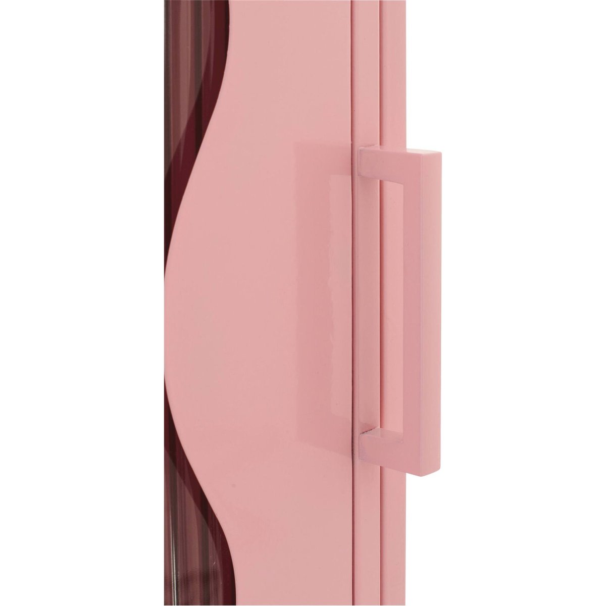 Armoire vitrine en métal à porte vague rose clair, RECOLLECTION