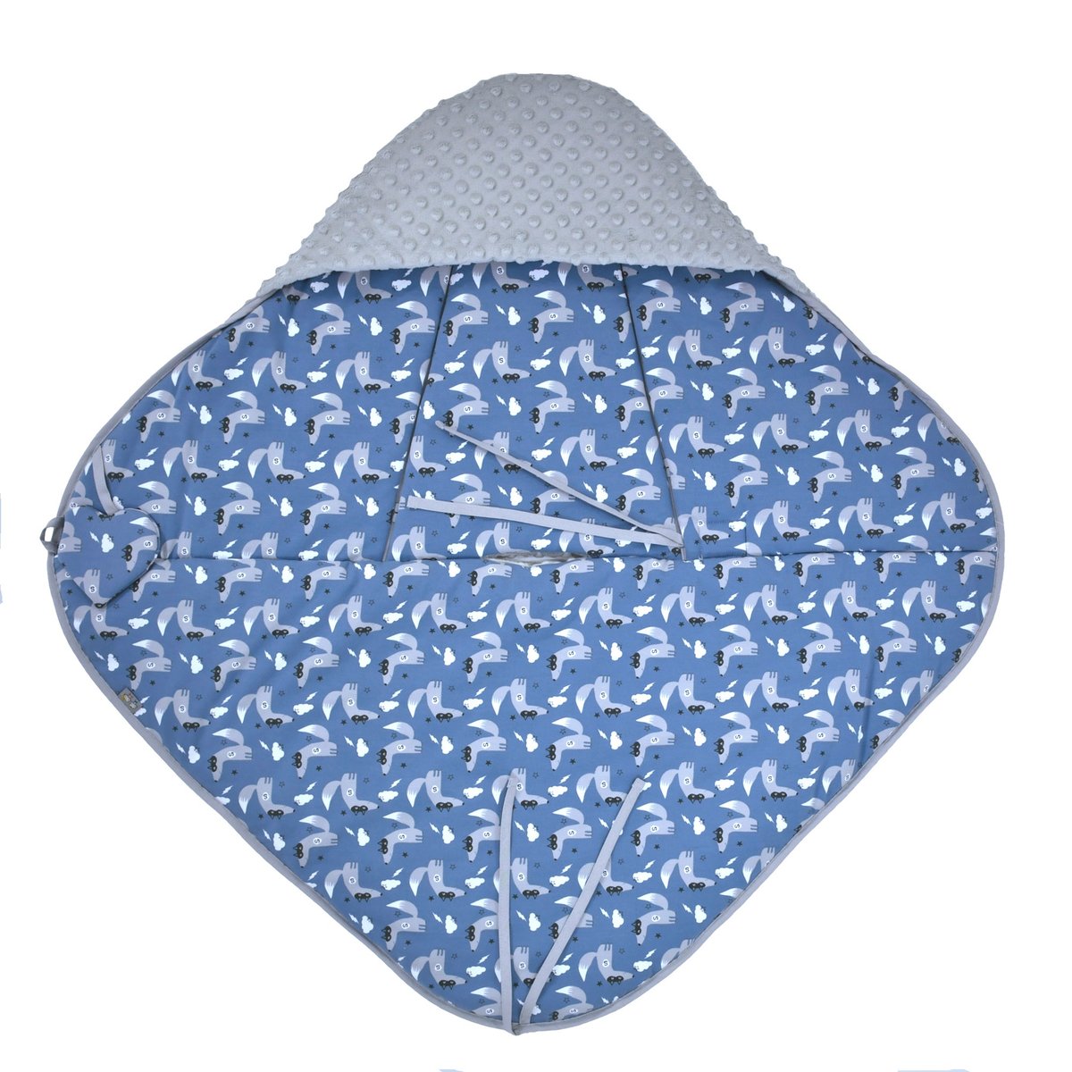 Couverture enveloppante réversible et multi-usage, SUPER LOUP bleu, loup, SEVIRA KIDS