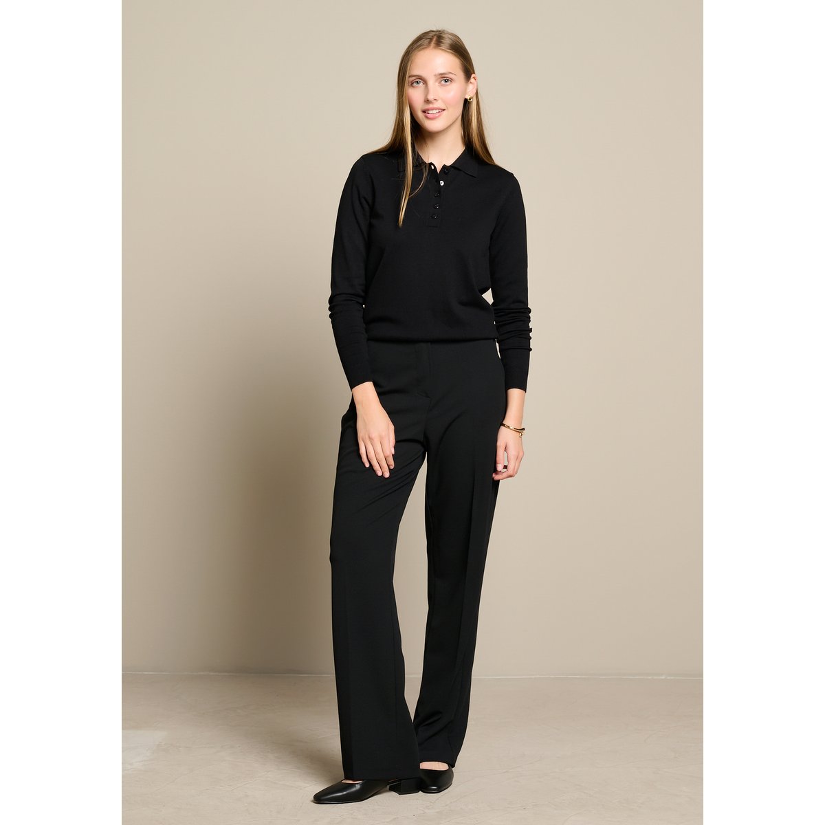Pantalon tailleur fluide noir, LOLALIZA