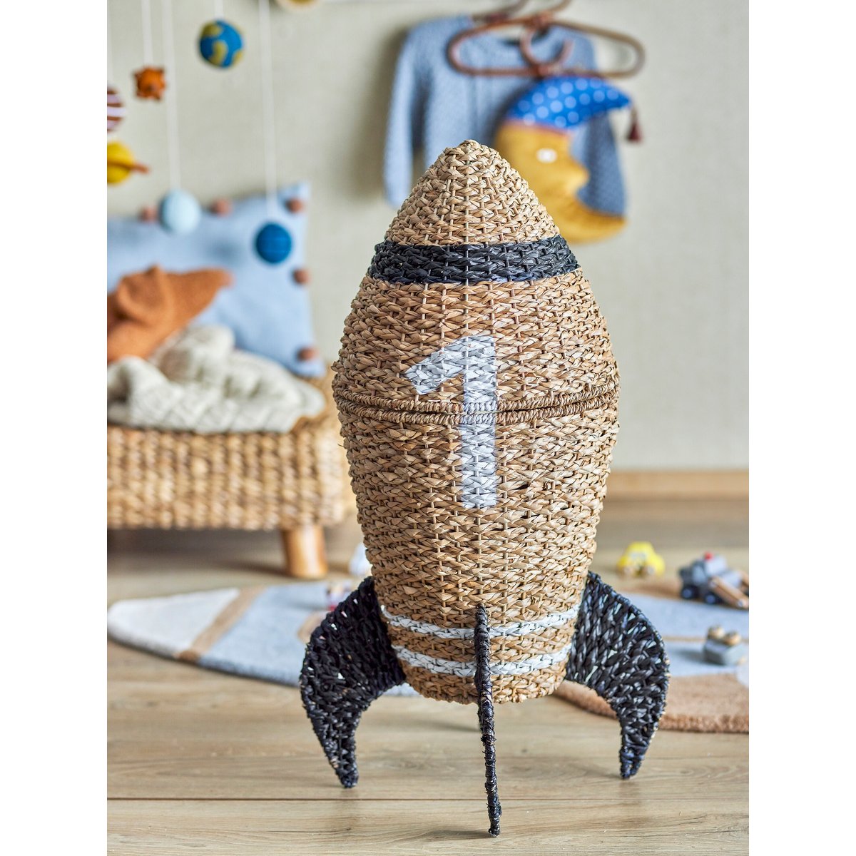 Panier avec couvercle en herbier marin H68.5 COSMINA beige, BLOOMINGVILLE