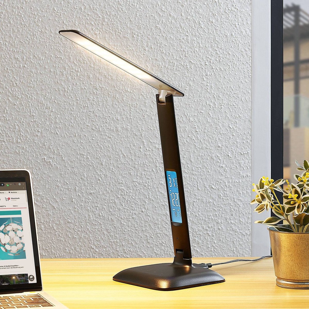 Lampe à poser moderneLED, Ludmilla noir, LINDBY