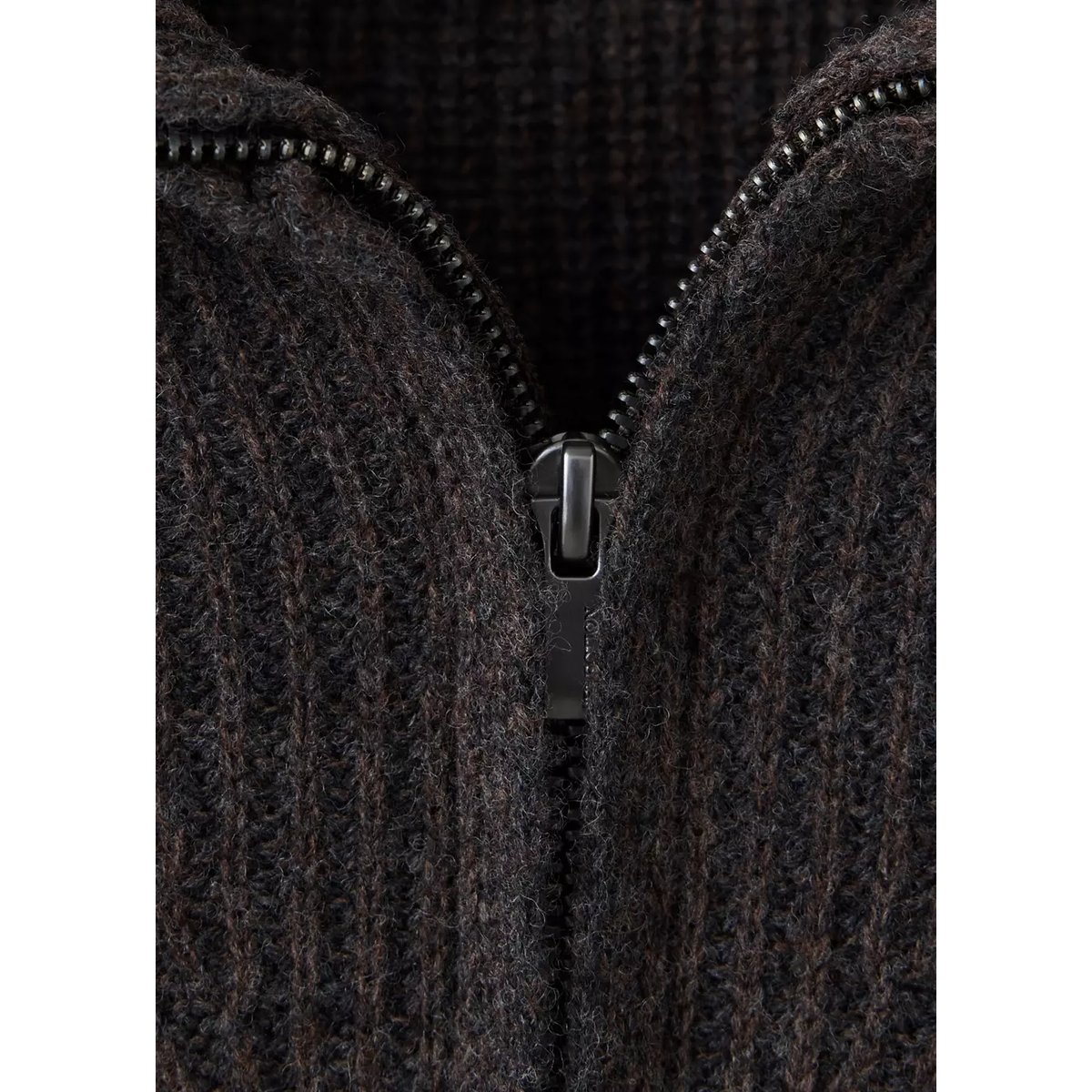 Pull polo en laine à col zippé chocolat, MANGO MAN