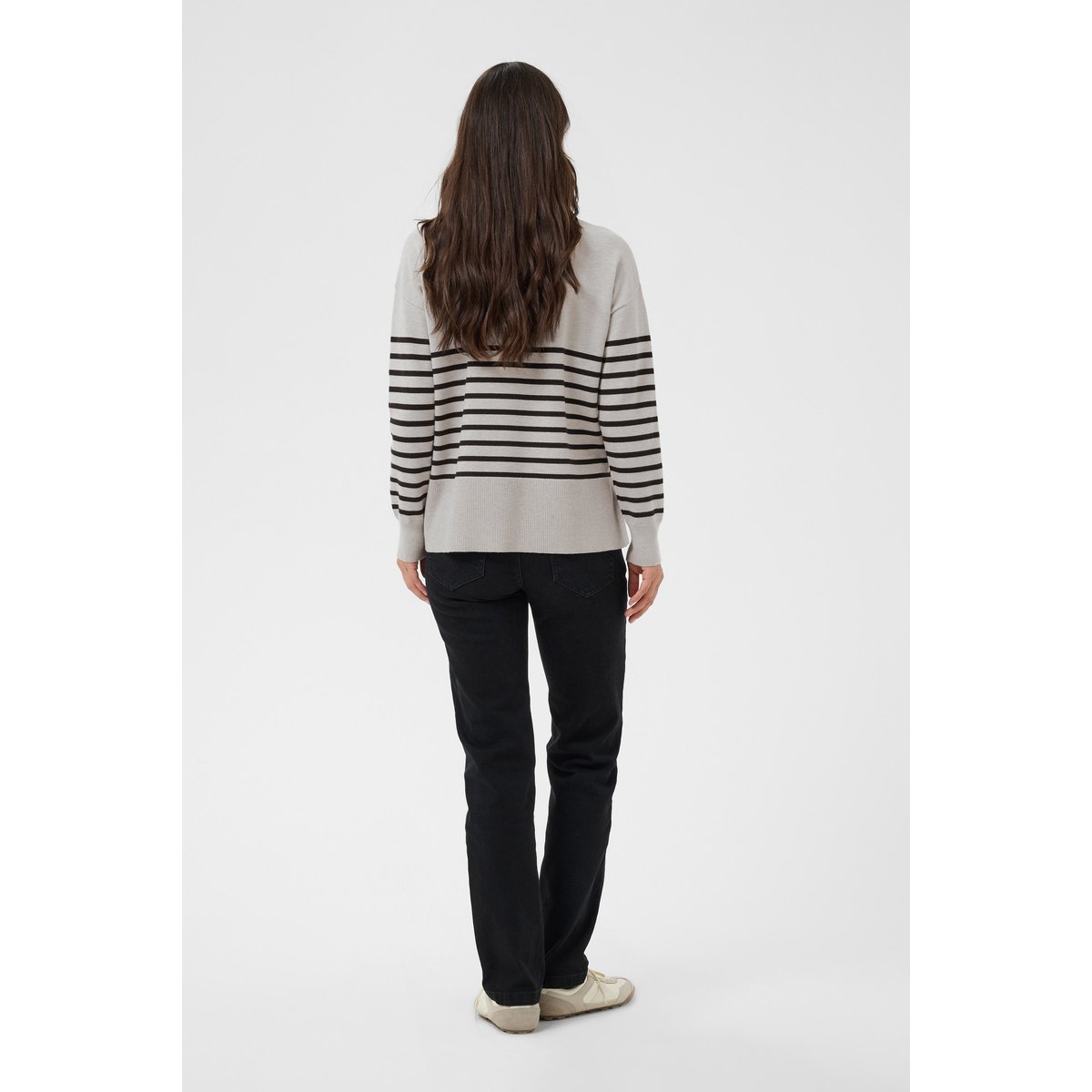 Pullover tricoté gris grey melange/black stripe, KAFFE