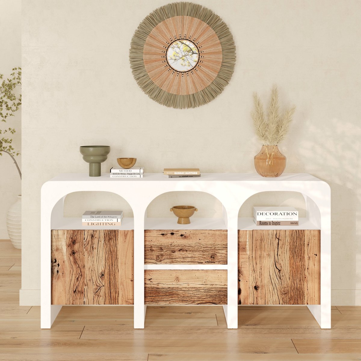 Buffet en plâtre et bois - FIRA blanc cassé, MAISON PAVANE