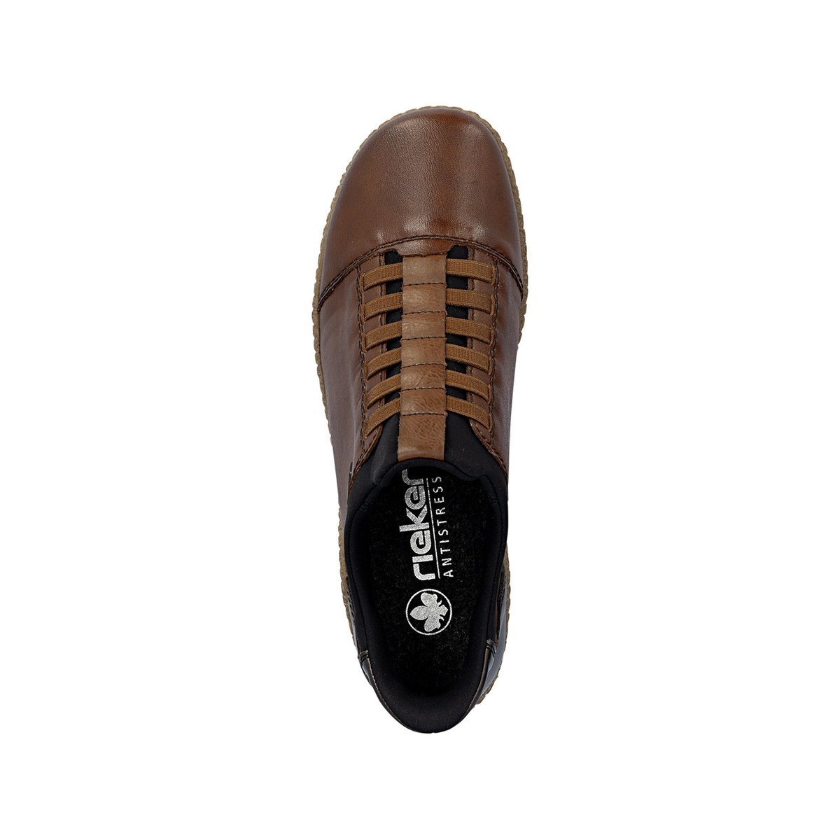 Sneakers en cuir cognac à talon plat pourvues d'une fermeture slip-on brun, RIEKER