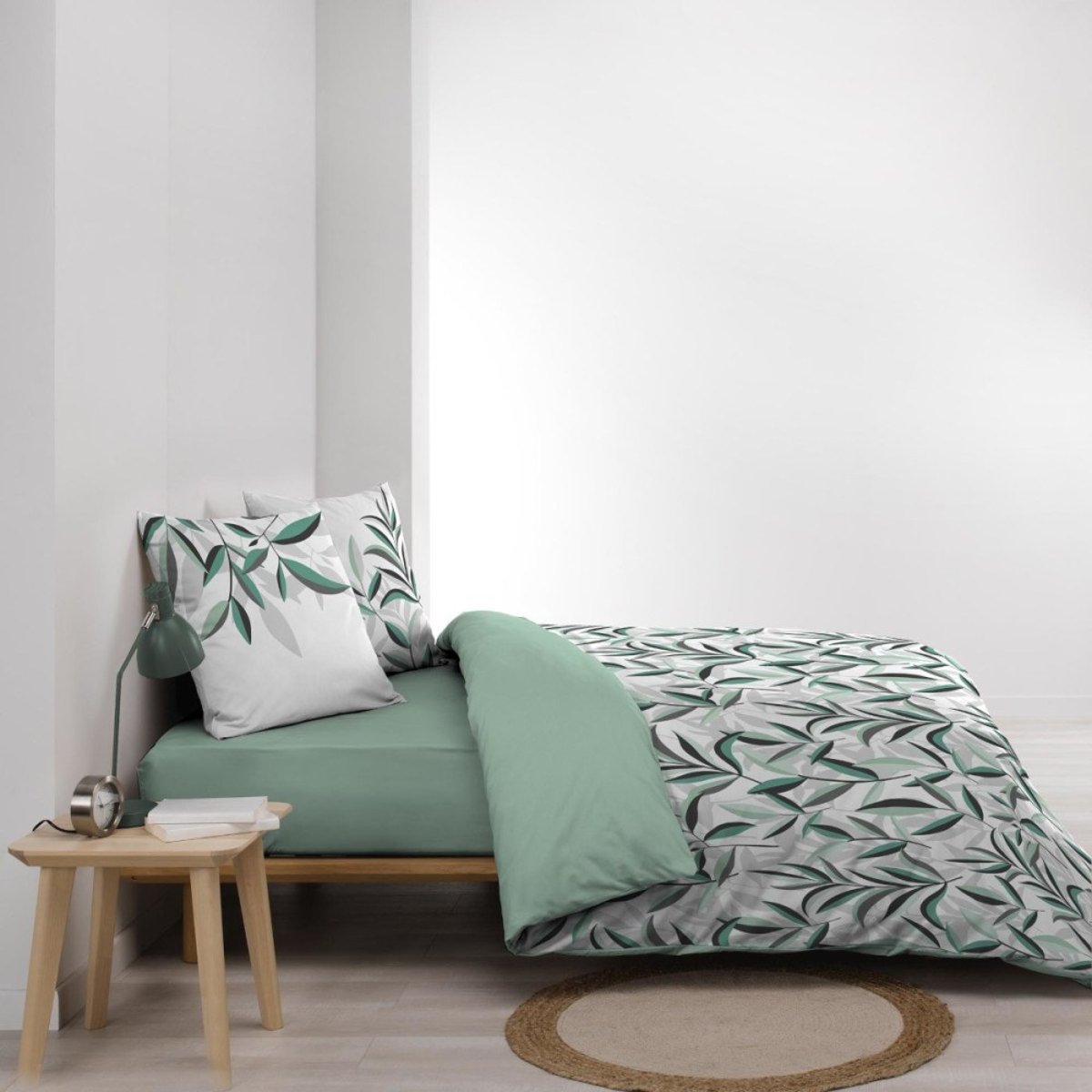 Housse De Couette 240x220 + 2 Taies 100% Coton 57fils Eldorado vert, DECORATIE