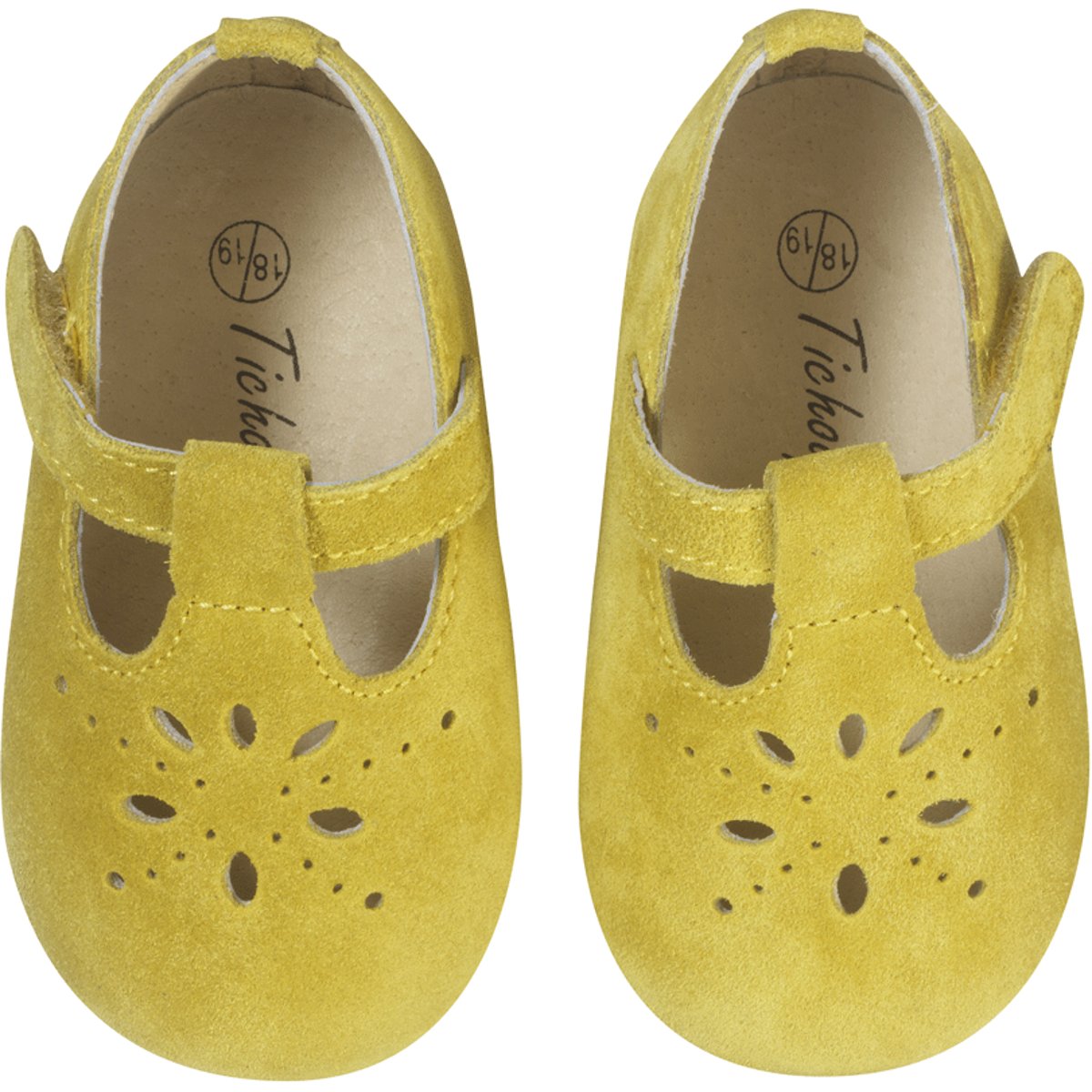 Chaussures bébé cuir souple Salomé jaune, TICHOUPS