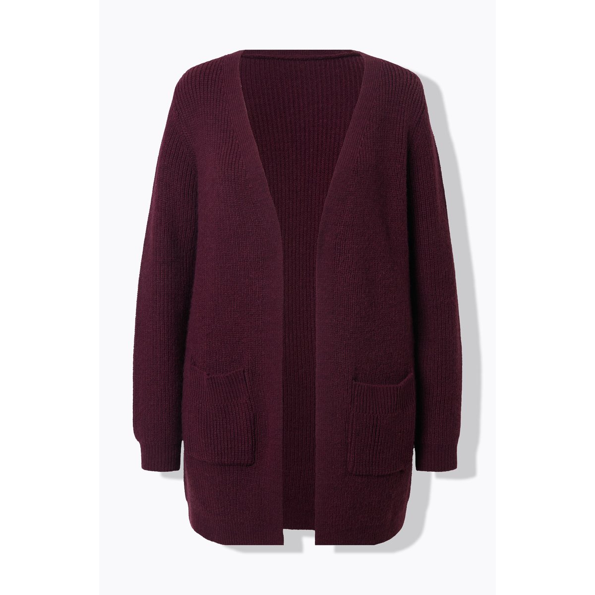 Cardigan long à col en V prune, ULLA POPKEN