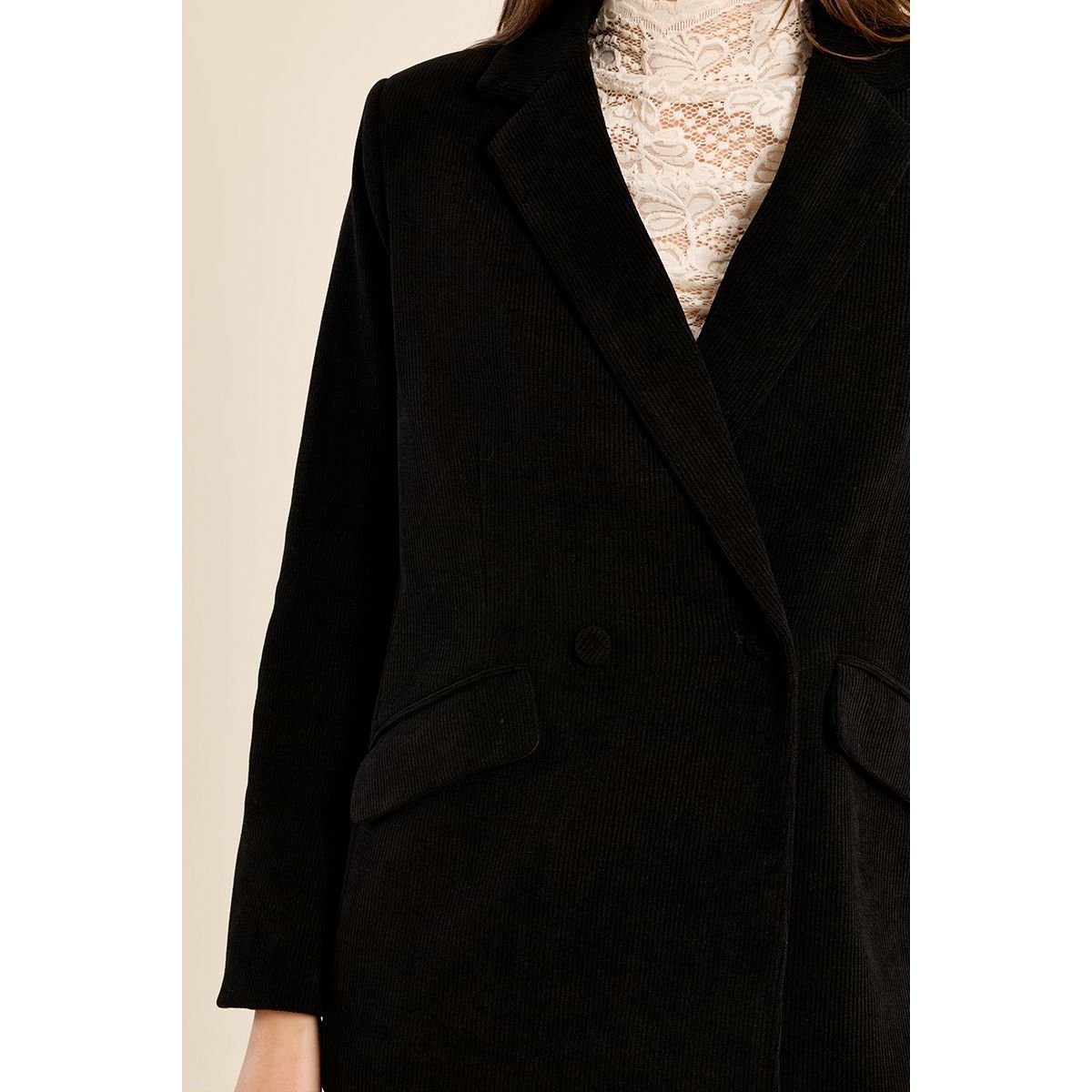 Blazer droit en velours noir, MOLLY BRACKEN