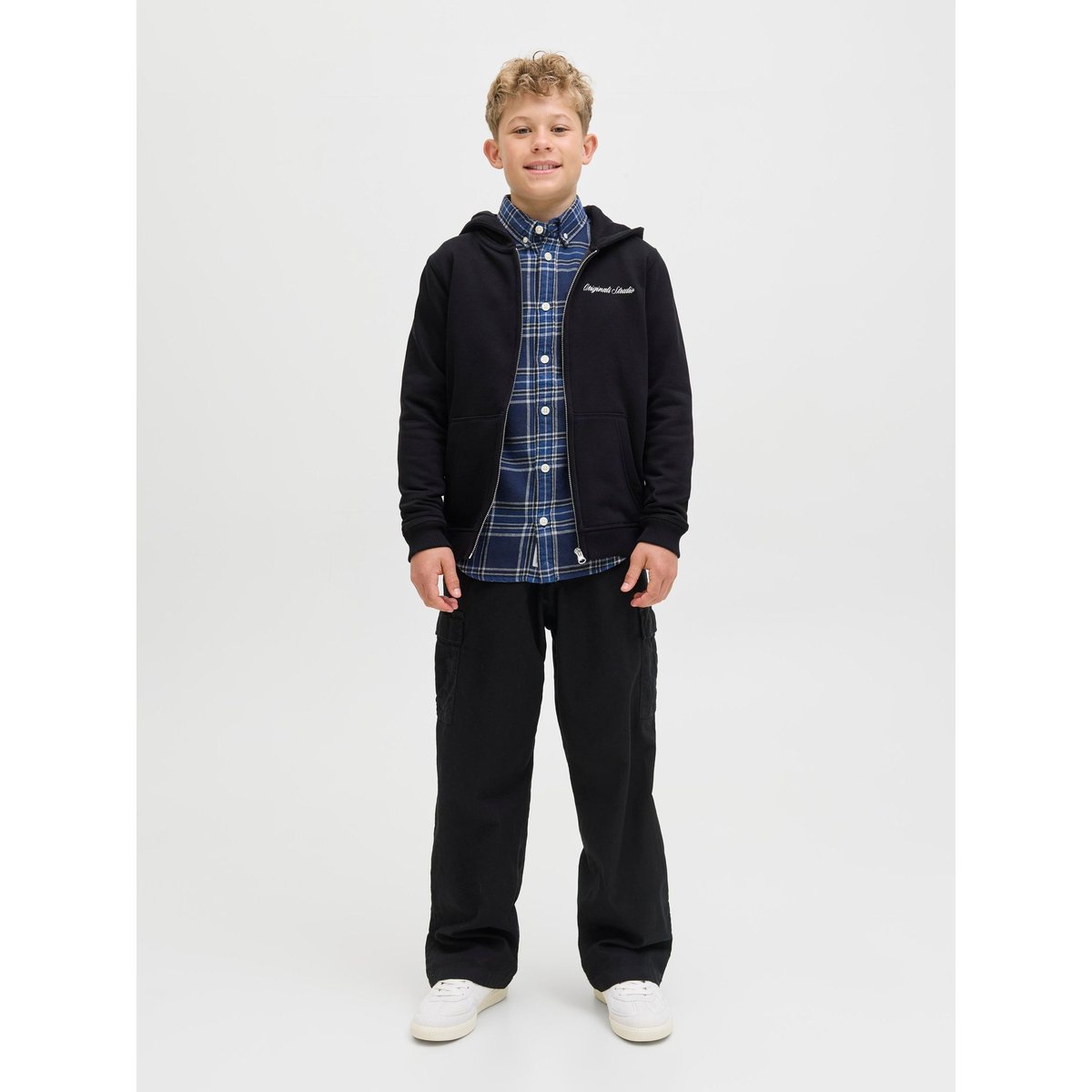 Sweat À Capuche Zippé noire - black, JACK & JONES JUNIOR
