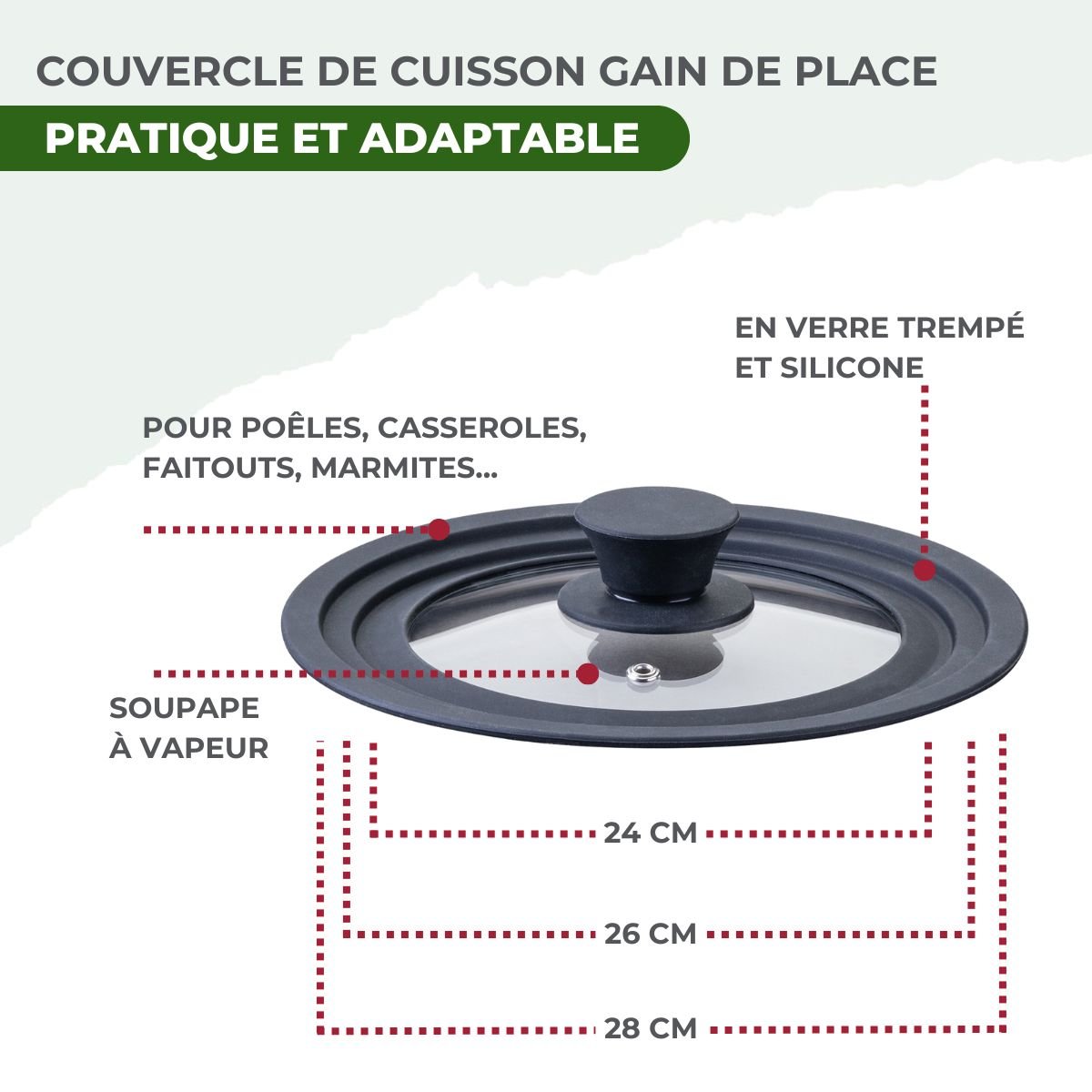 Set de 2 poêles de cuisson 20/24 cm avec 1 couvercle VITA3 gris, FACKELMANN