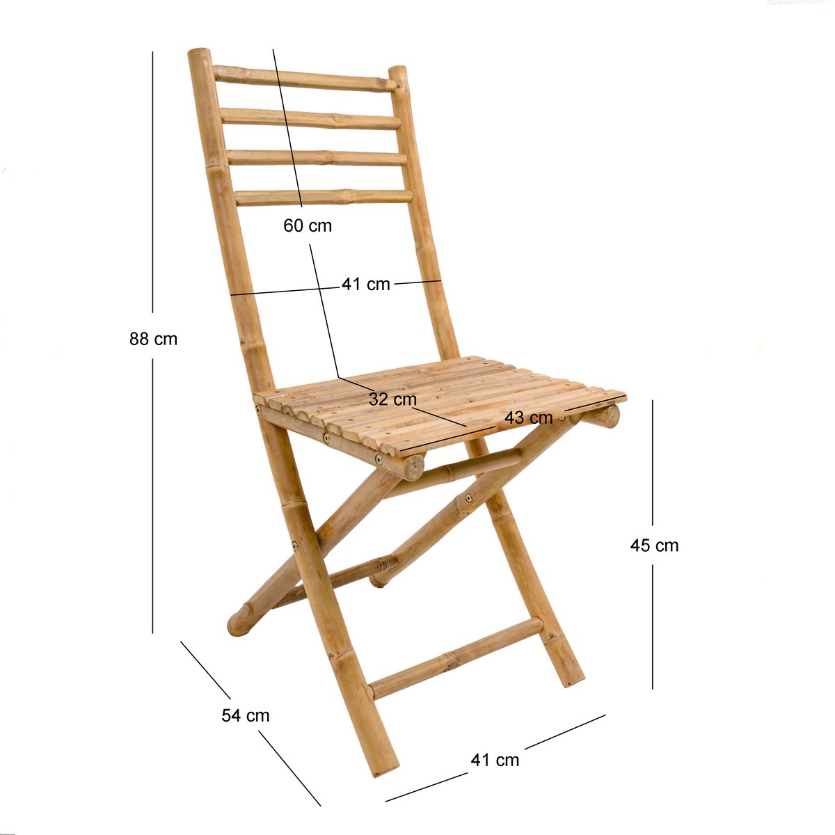 Lot de 2 chaises de jardin en bambou, PALEMPANG bois naturel, NORDLYS
