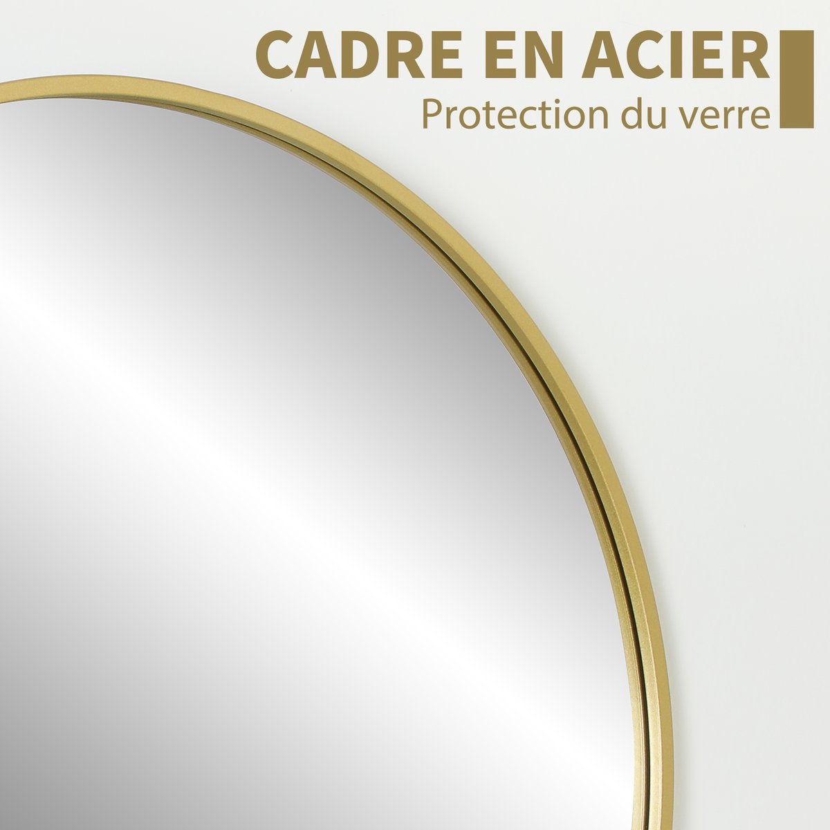 Miroir de salle de bains Verre trempé Or jaune, HOMCOM