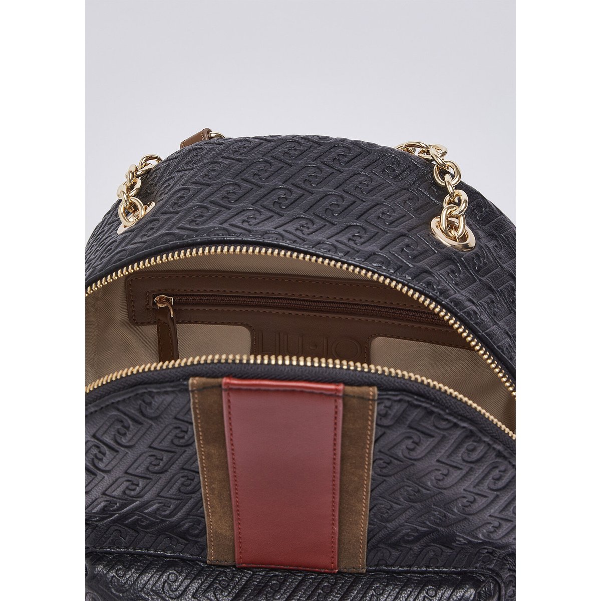 Sac à dos avec logo monogramme noir, LIU JO