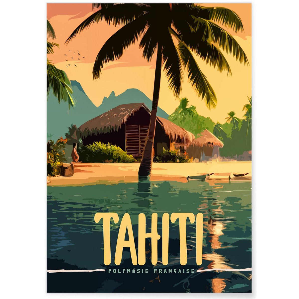 Affiche Tahiti blanc, L'AFFICHERIE