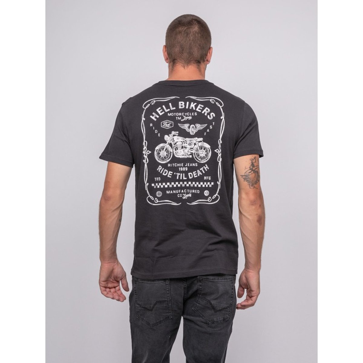 T-shirt Manches Courtes Coton Imprimé Jopatriot gris foncé, RITCHIE