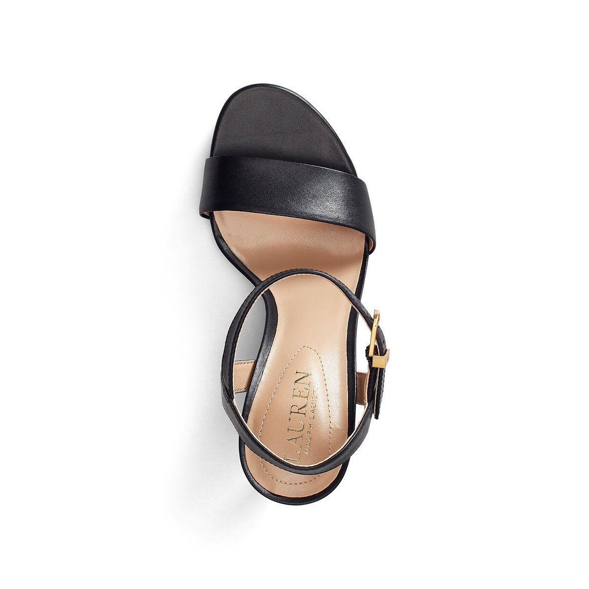 Sandalias de cuero de tacón alto Gwen negro, LAUREN RALPH LAUREN