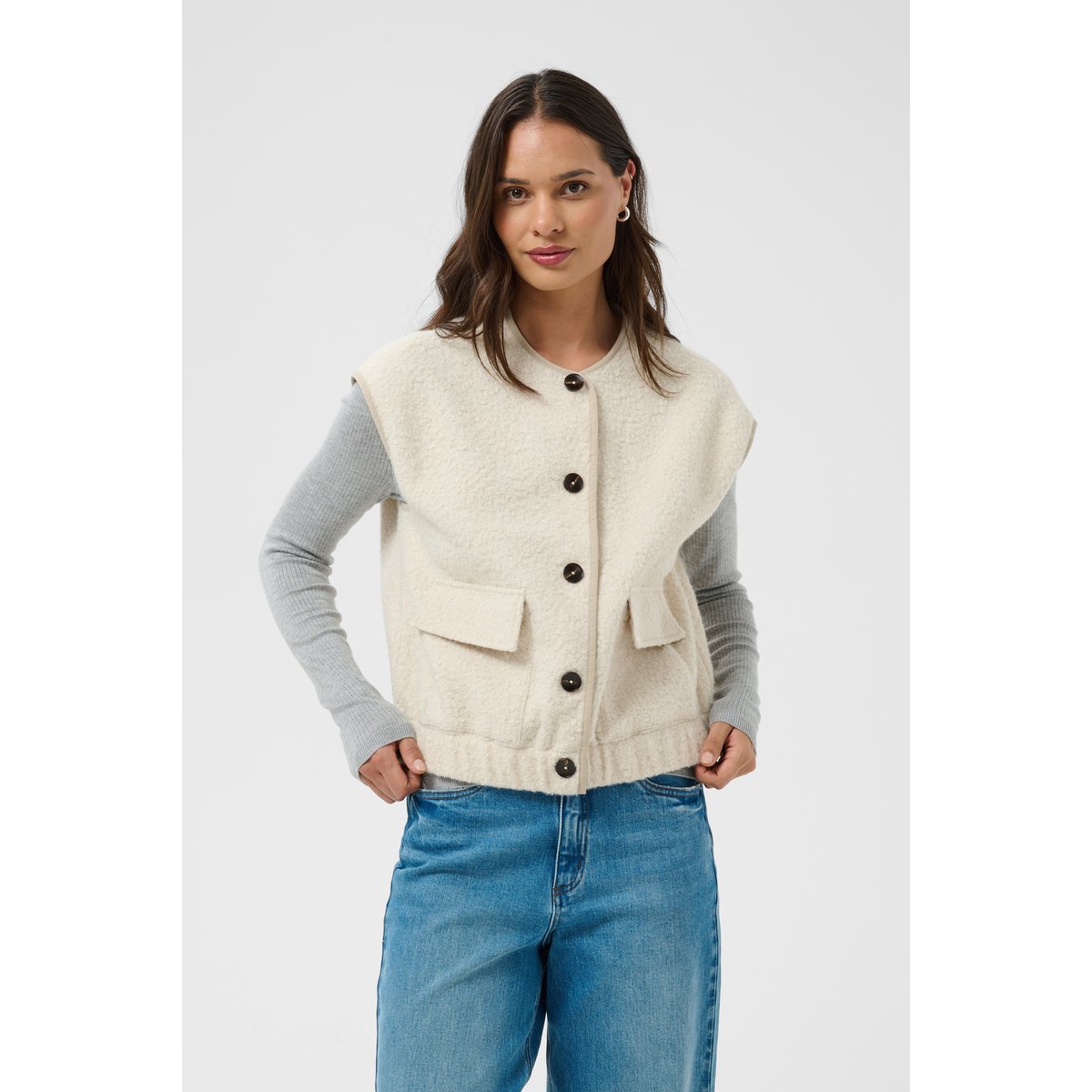 Manteau blanc whisper white melange, KAFFE