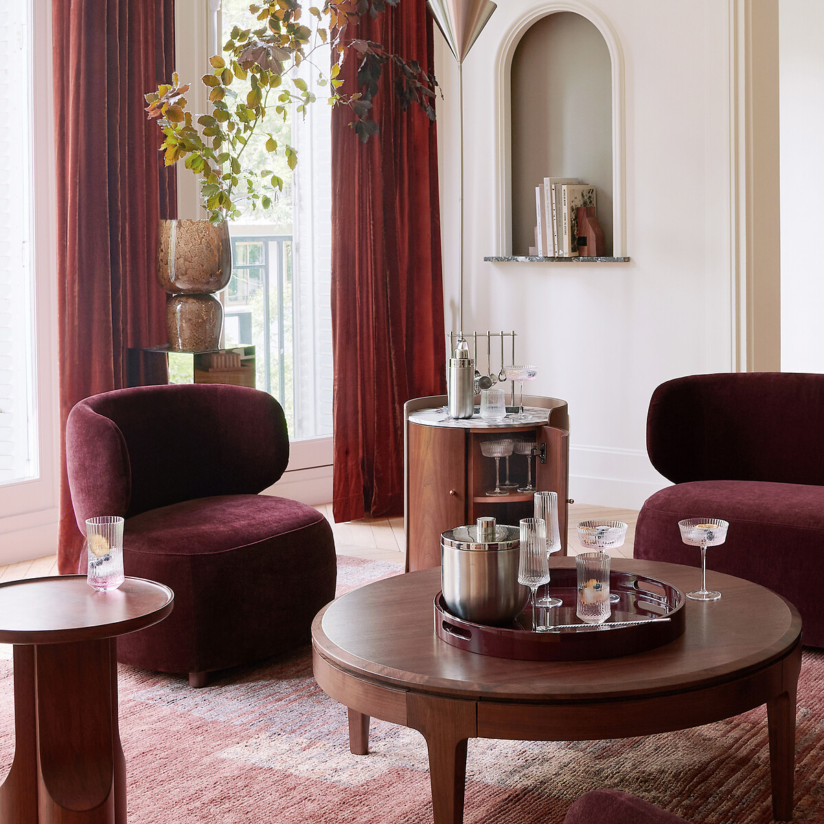 Chauffeuse en velours, MODALIE rouge bordeaux, EMMANUEL GALLINA X AM.PM