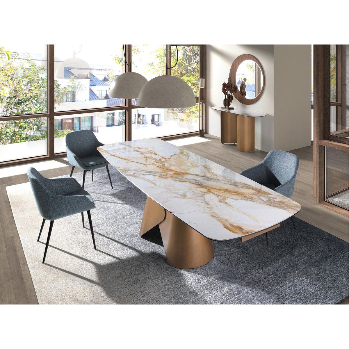 Chaise en tissu marbré mottled bluish grey | black, ANGEL CERDA