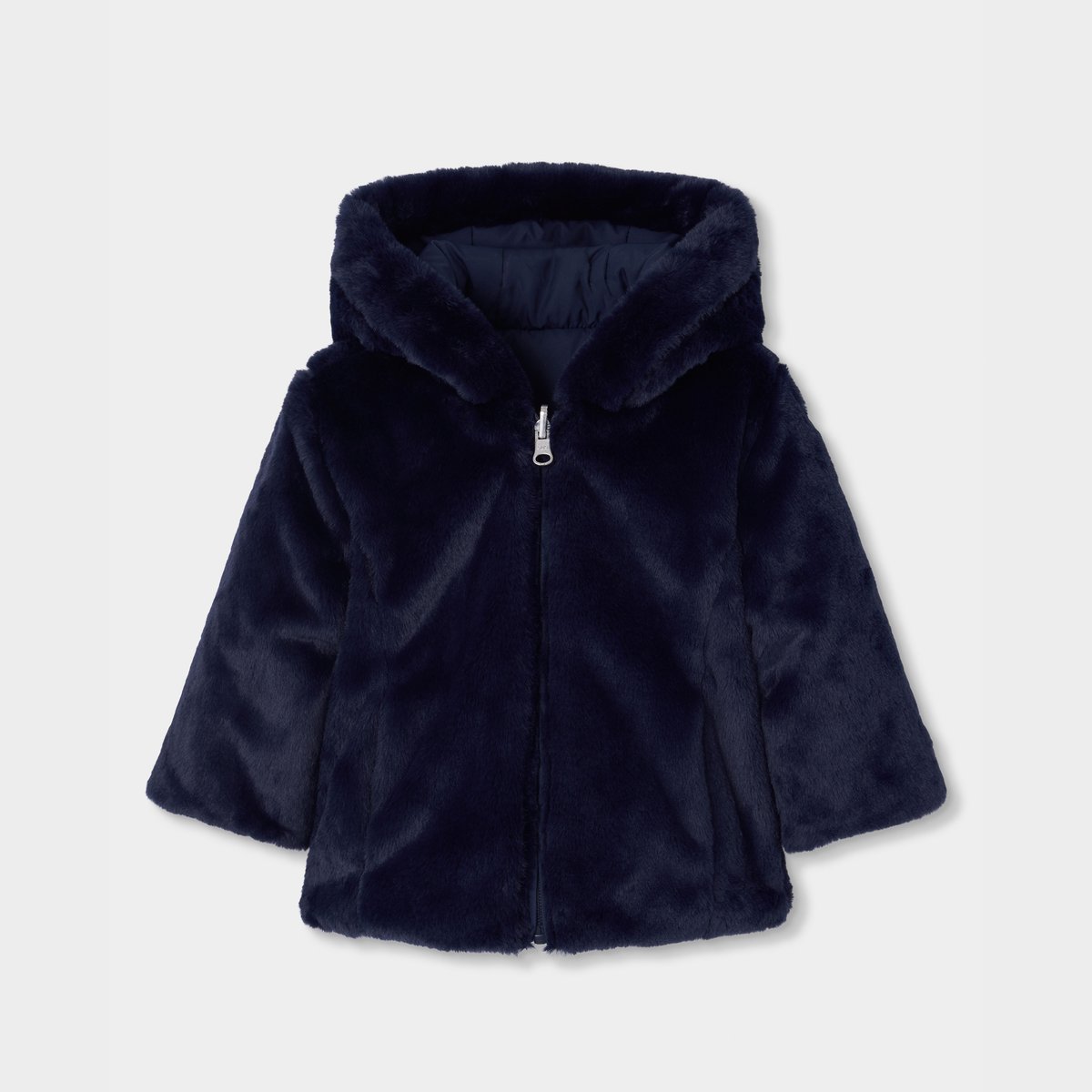 Parka fille tissu technique réversible bleu, BOBOLI