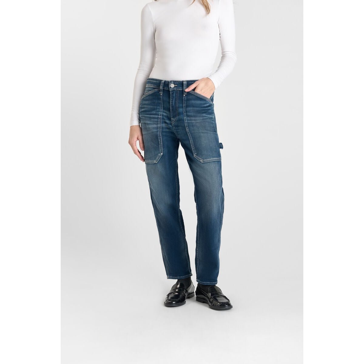 Jeans loose, large 400/60 girlfriend , 7/8ème blue, LE TEMPS DES CERISES