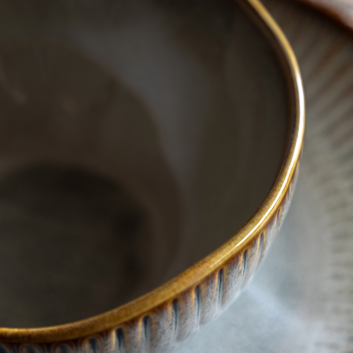 Set of 4 Harville Ridged Bowls in Stone brown , ÉDITÉ