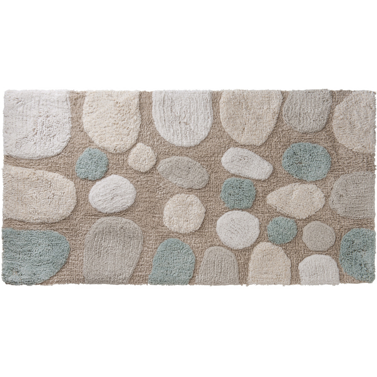 Tapis de bain déco galet en coton tufté GALET beige, GUY LEVASSEUR
