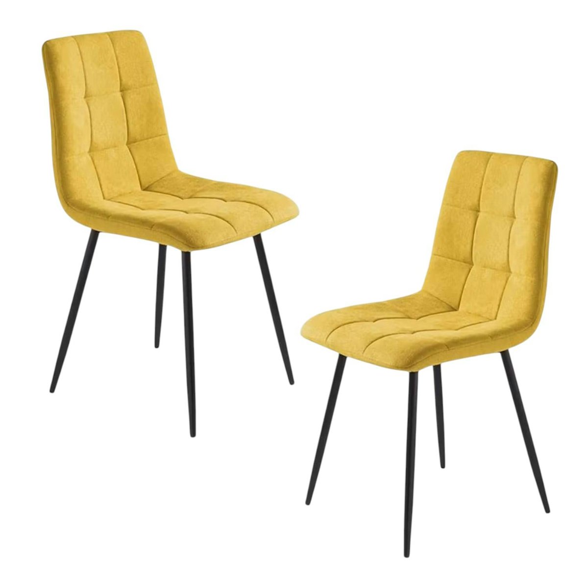 Chaise en tissu, motif damier (lot de 2) LORA moutarde, PIER IMPORT
