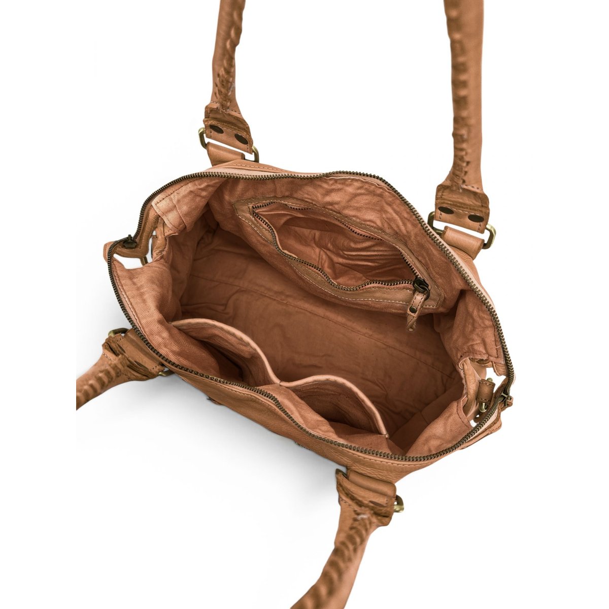 Sac à main en cuir italien STORM XL HURRICAN camel, OH MY BAG