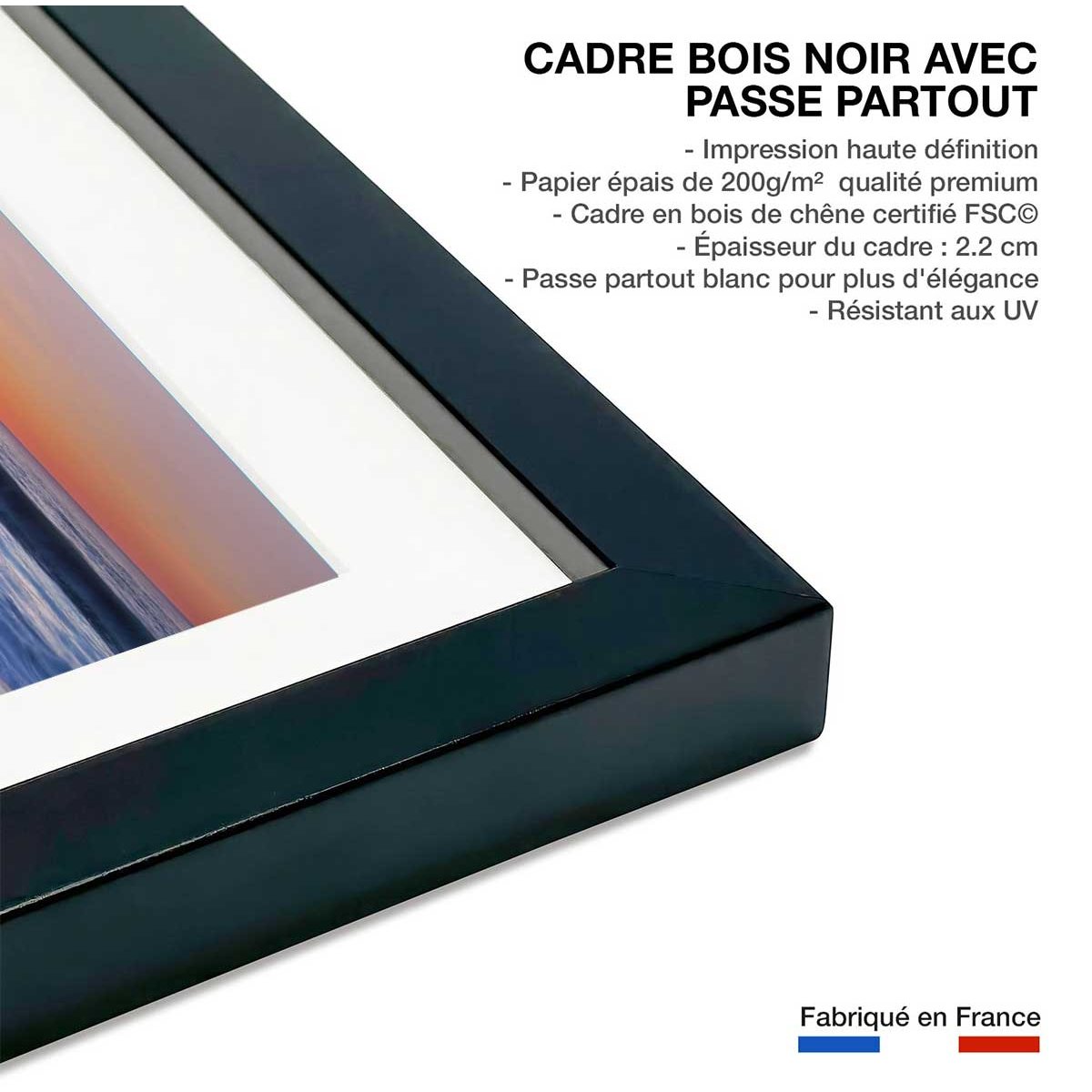 Affiche Le puit de Thor en Oregon affiche + cadre en bois - noir, HEXOA