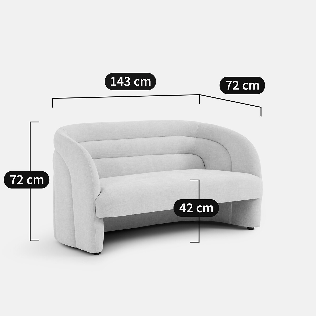 Sofá de 2 lugares, chenille fino, QUITY bege, LA REDOUTE INTERIEURS