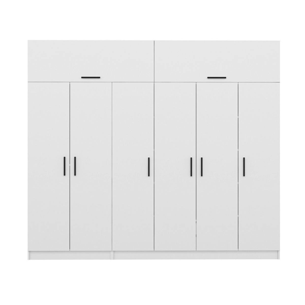 Armoire penderie blanche, 8 portes 3 portants BYRON blanc, PIER IMPORT