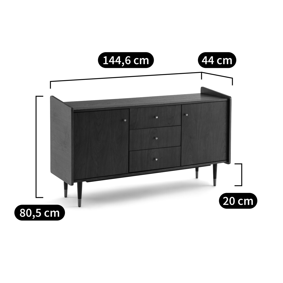 Buffet vintage en plaqué noyer, Ronda noyer, LA REDOUTE INTERIEURS