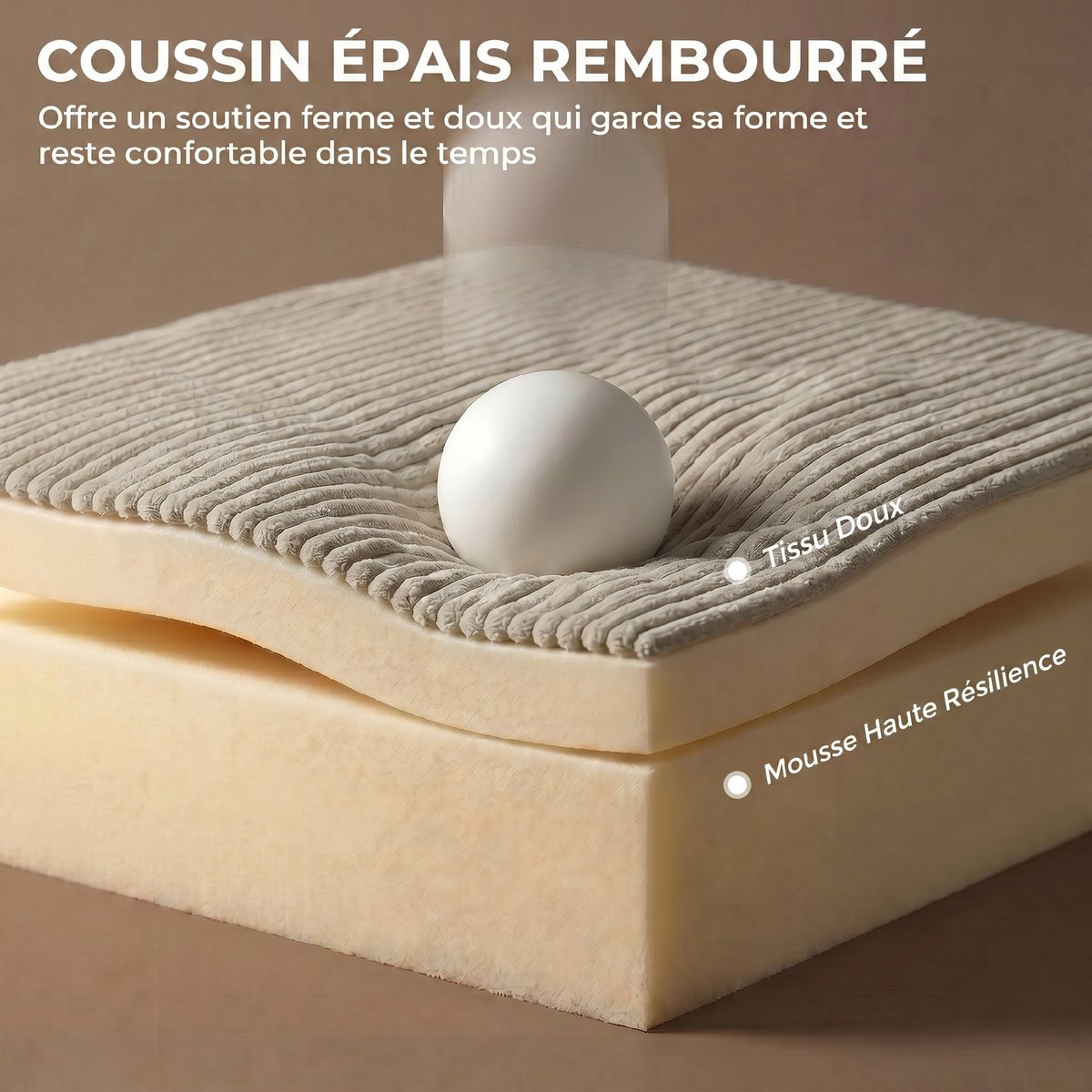 Fauteuil à bascule Velours côtelé (100% beige, HOMCOM