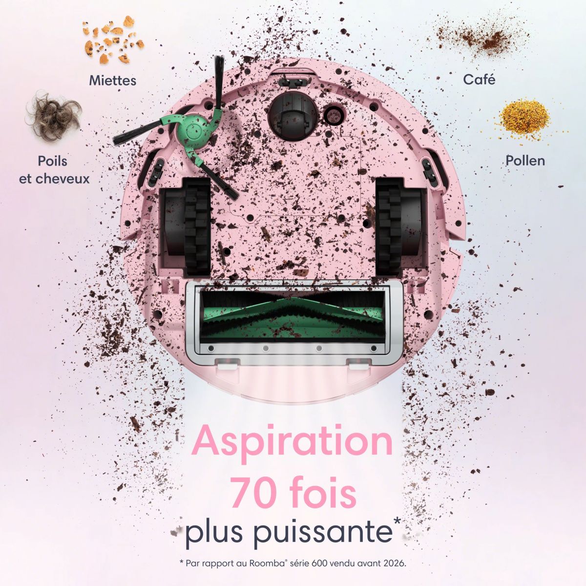 Robot Aspirateur Laveur Roomba Mini Rose F155640 couleur unique, I ROBOT