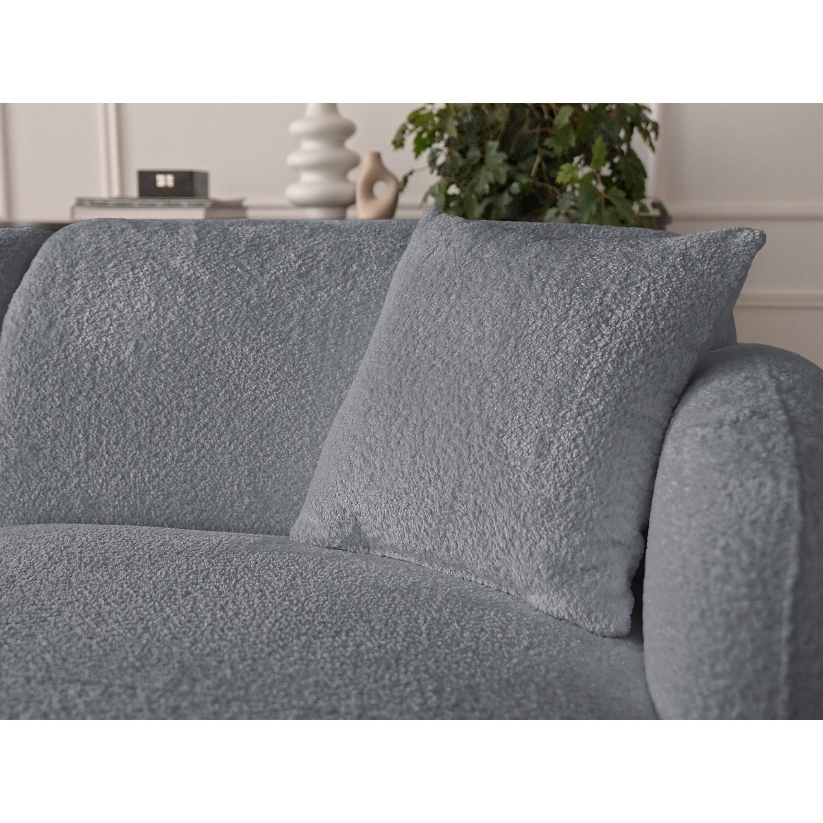 Canapé modulable 3 places en tissu chenille, ANDA gris, BOBOCHIC