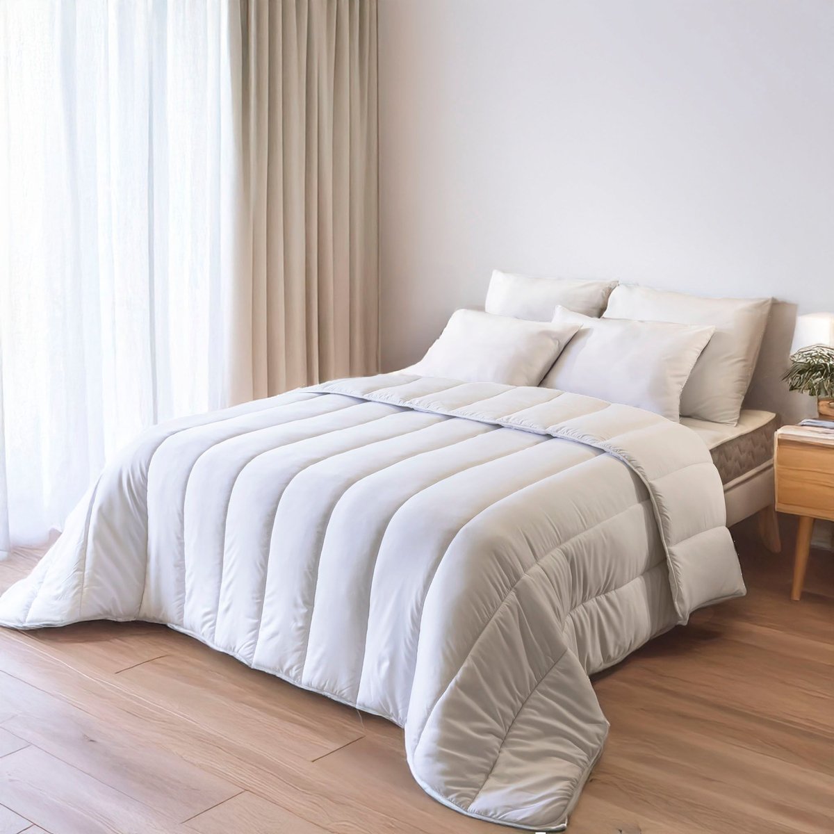 Couette chaude hiver 500gr/m² anti-acariens et anti-bactériens blanc, TERRE DE NUIT