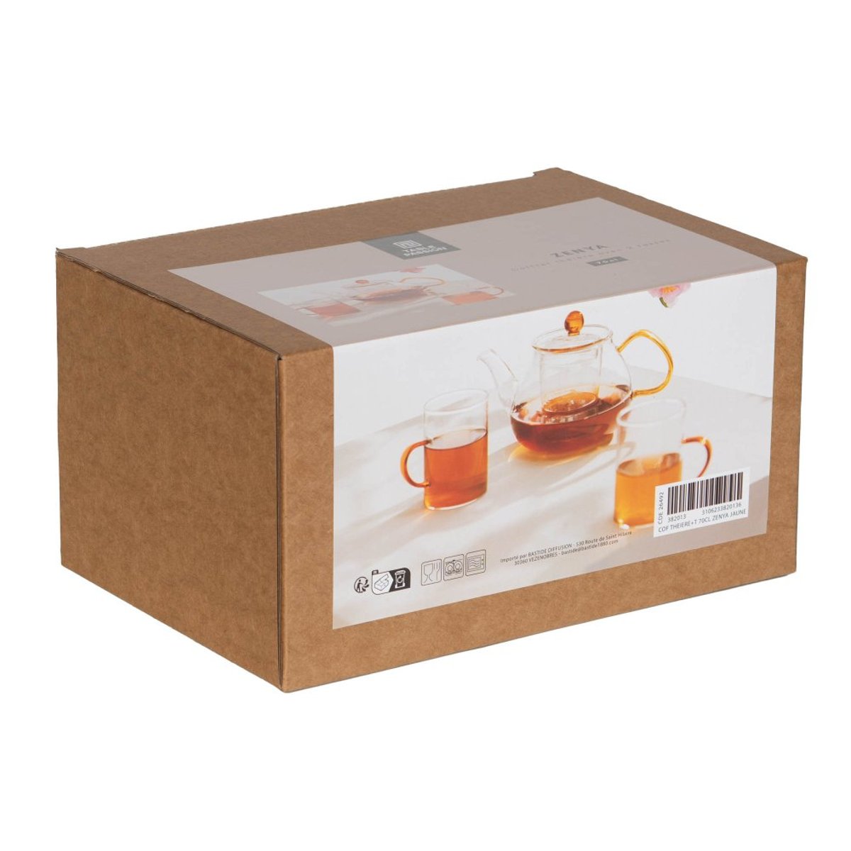 Coffret Théière avec 2 tasses Jaune 70 cl-ZENYA transparent / cristal, TABLE PASSION