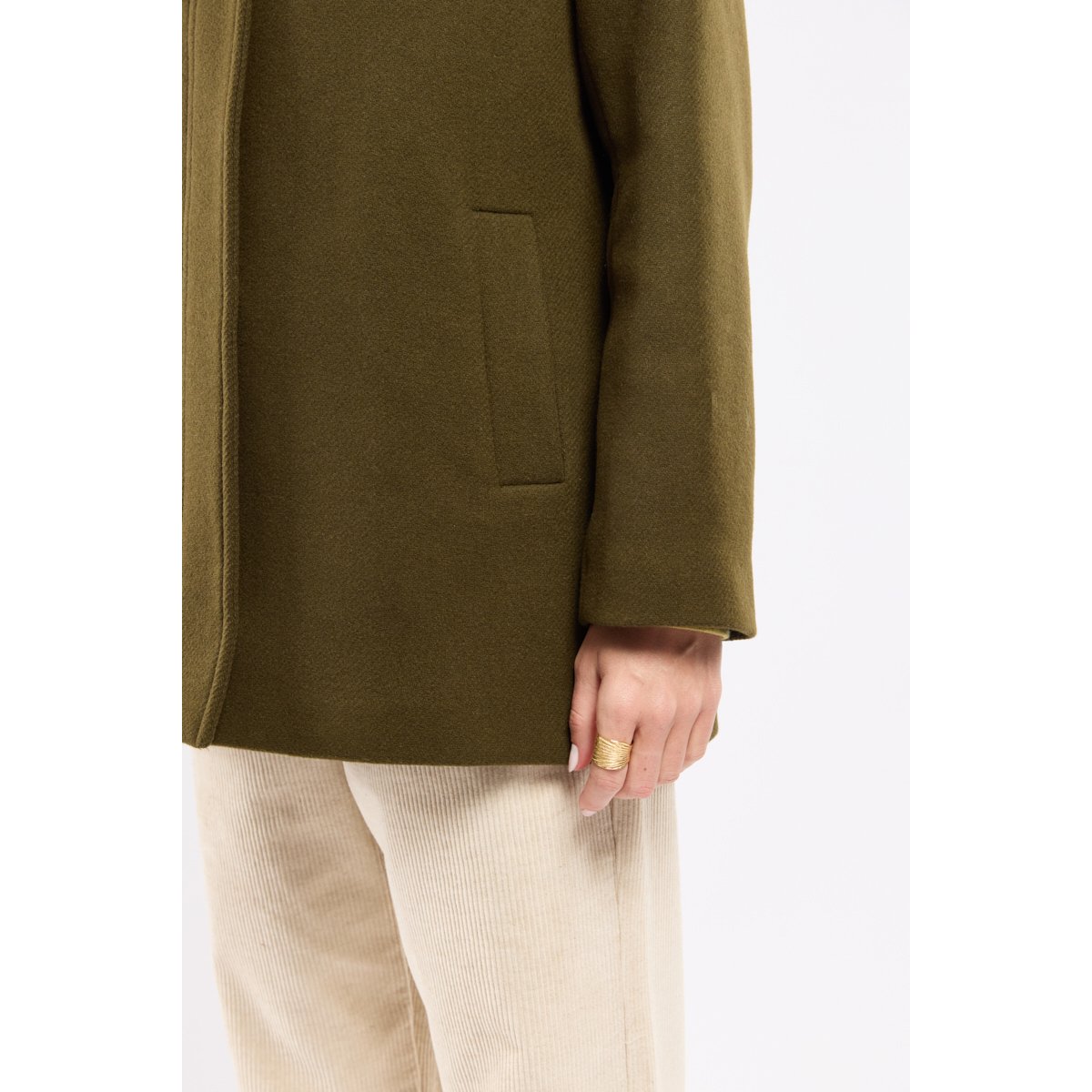 Duffle coat zippé - drap de laine green moss foncé, ARMOR-LUX