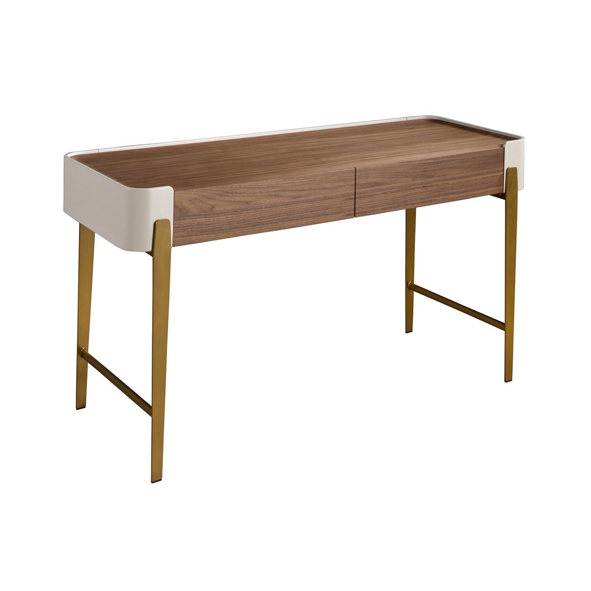 Bureau en noyer et acier poli beige | l'or | noyer, ANGEL CERDA
