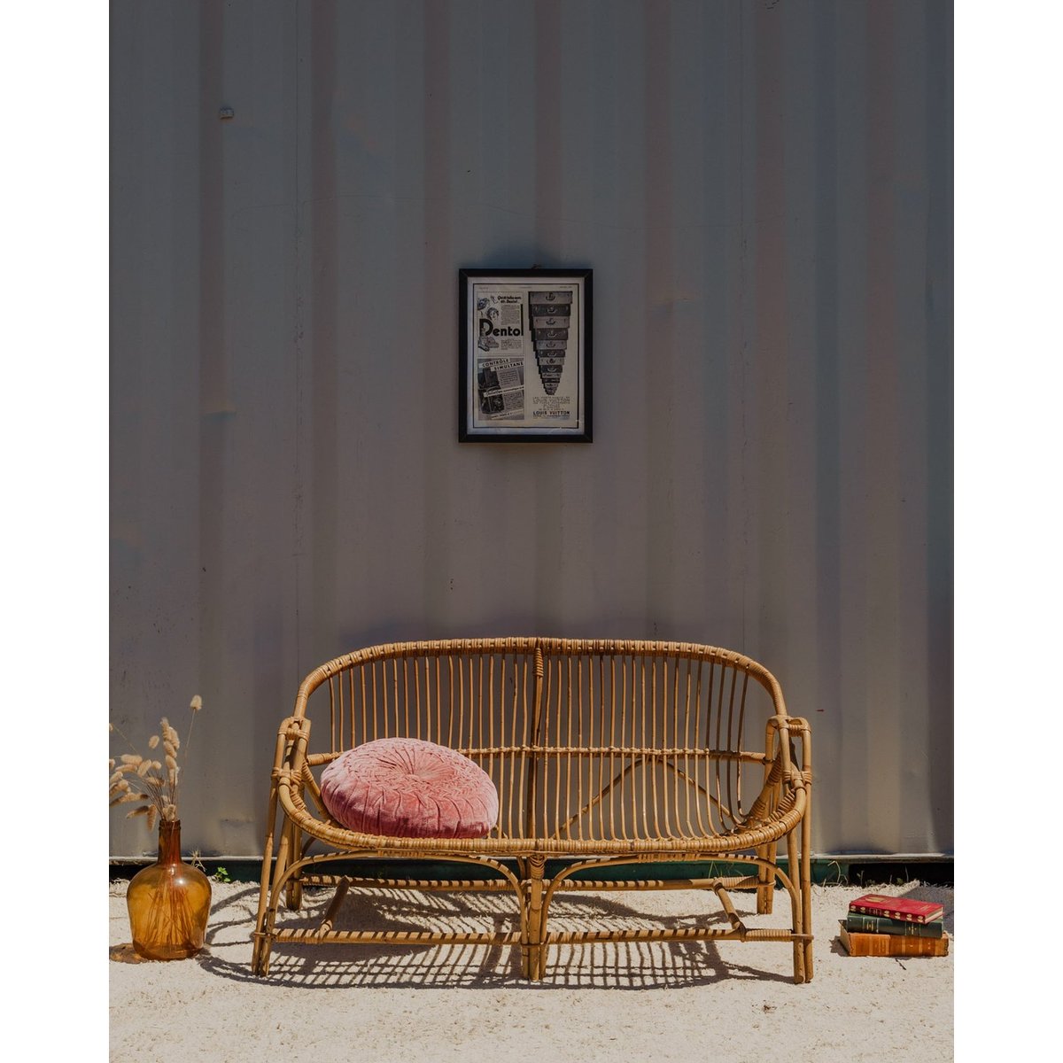 Banquette en osier Martine N°53 - Bon état bois clair, DEBONGOUT